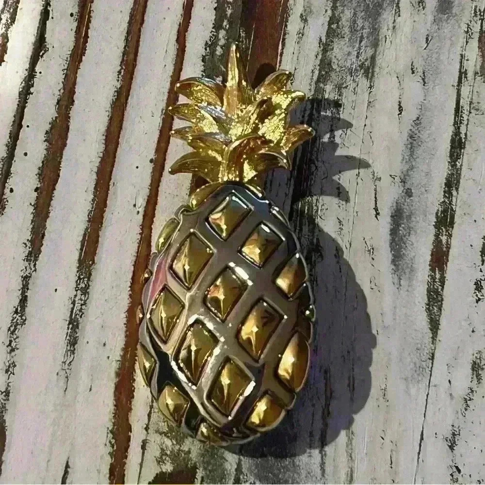 Vintage Liz Claiborne Pineapple Brooch Two Tone Signed